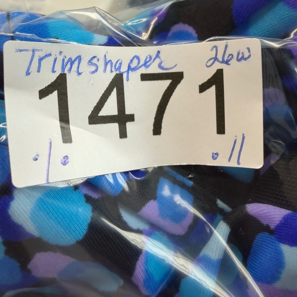 Trimshaper Swim Tankini Top Women 26W Purple Blue Dot Mesh Neck‎ Modest Beach - Picture 9 of 9
